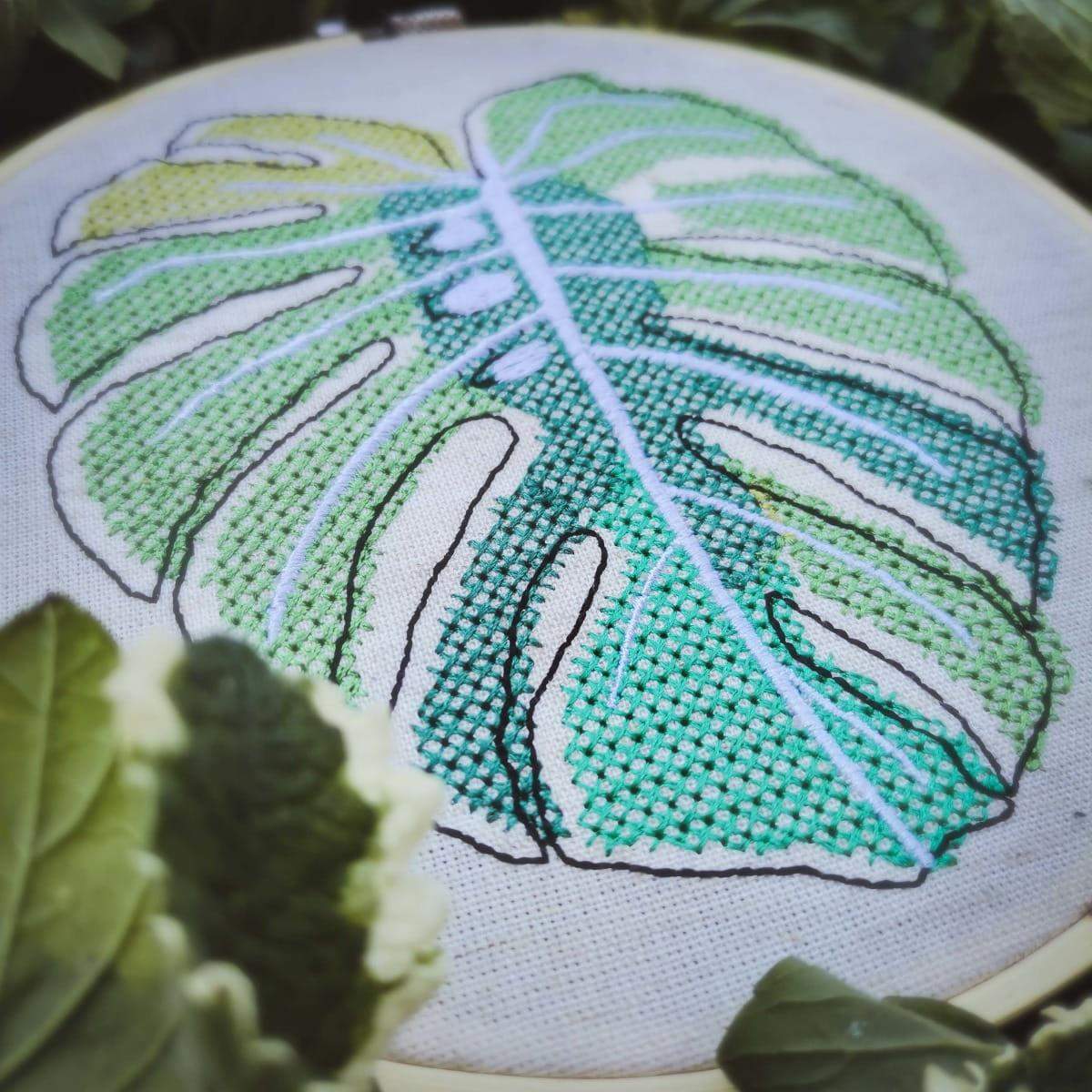 OBRAZEK HAFTOWANY LIŚĆ MONSTERY 1